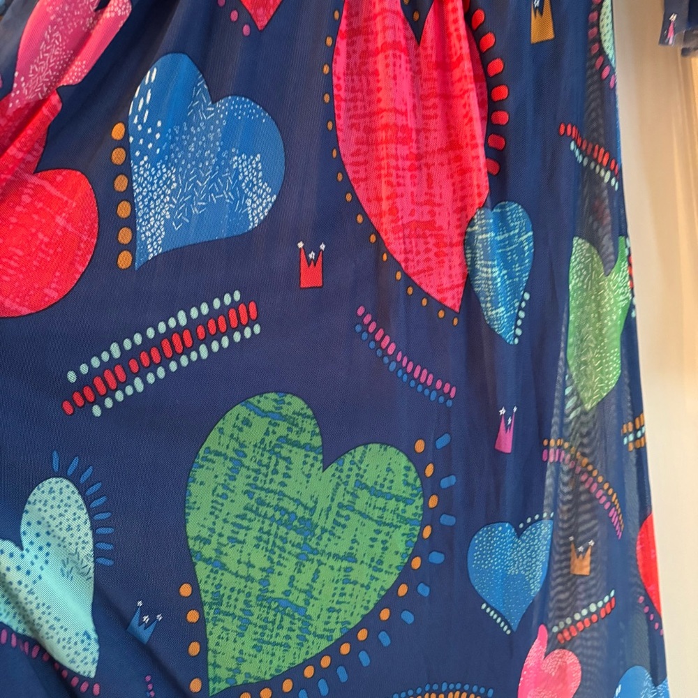 Antthony Mesh Multicolor Long Sleeve Dress in Hearts and Crown Print - Picture 5 of 15